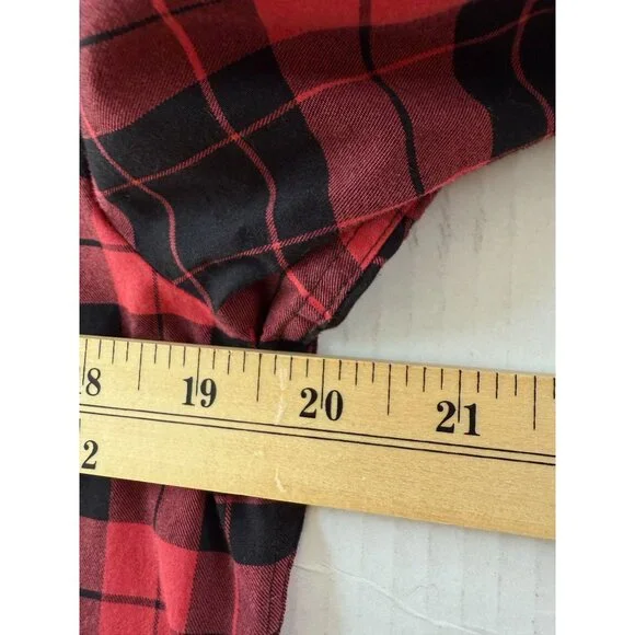 HUGO BOSS Red Black Plaid Button Front Shirt Men’s L Slim Fit Dark Academia - Picture 8 of 10